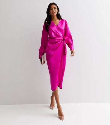 hot pink satin dress